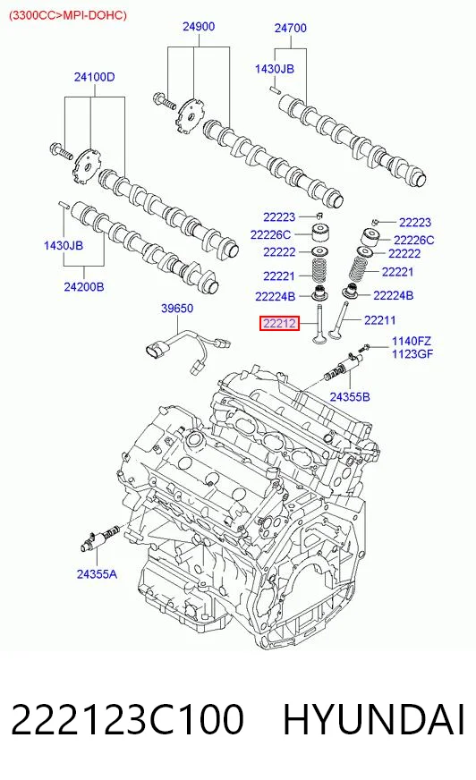 222123C100 Hyundai/Kia Клапан випускний