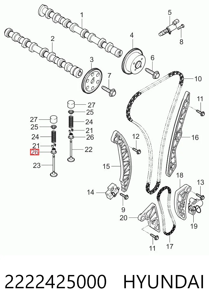 2222425000 Hyundai/Kia Сальник клапана (Маслос'емниє), впуск/випуск