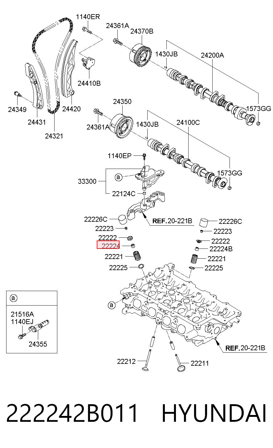222242B011 Hyundai/Kia Сальник клапана (маслоз'йомного), впускного