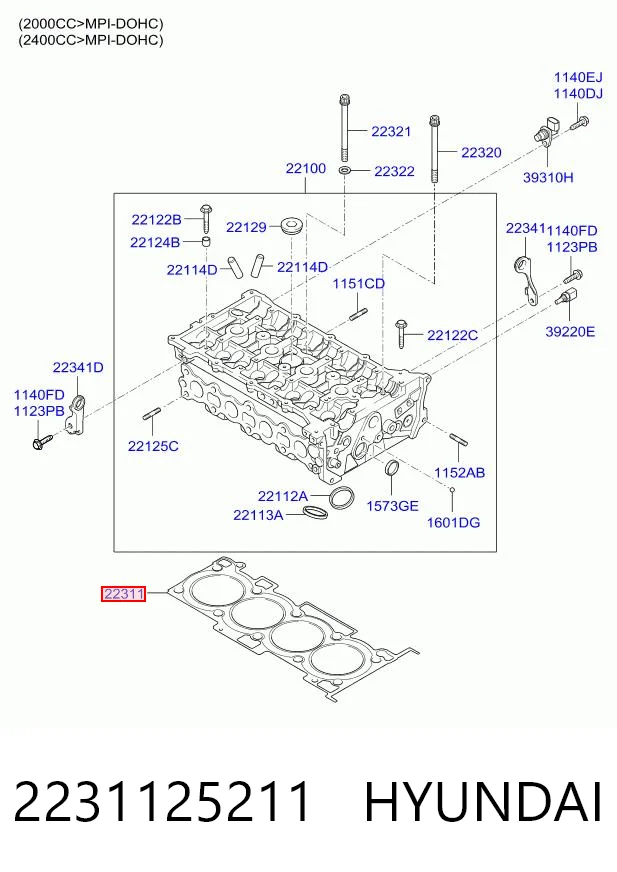 Прокладка під головку на Hyundai Accent II LC