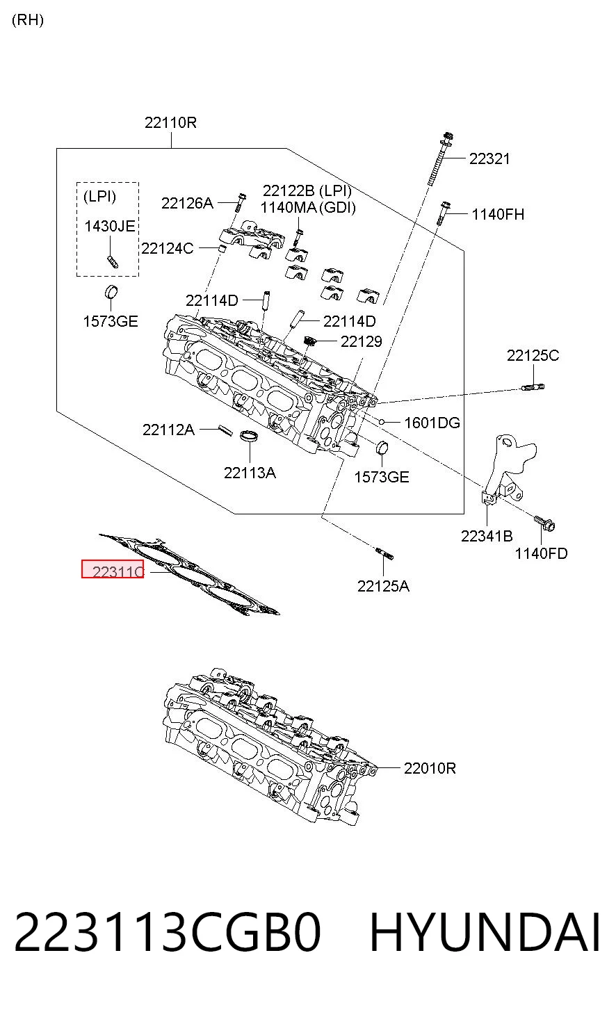 223113CGB0 Hyundai/Kia Прокладка головки блоку циліндрів (ГБЦ), права
