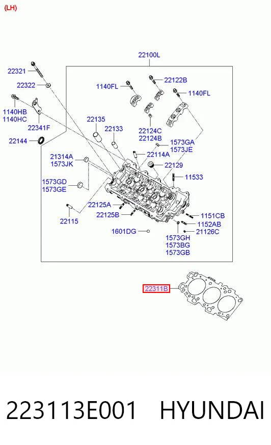 223113E001 Hyundai/Kia Прокладка головки блоку циліндрів (ГБЦ), ліва