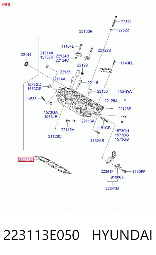 223113E050 Hyundai/Kia Прокладка головки блоку циліндрів (ГБЦ), права
