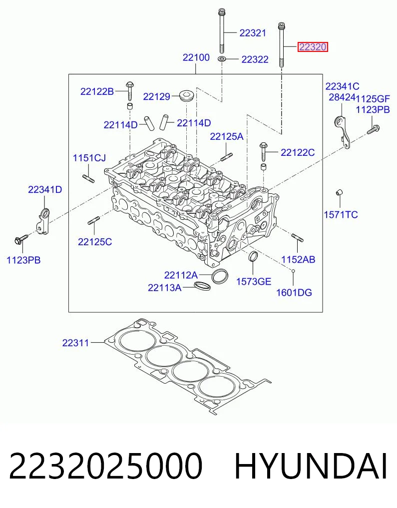 2232025000 Hyundai/Kia Болт кріплення головки блоку циліндрів