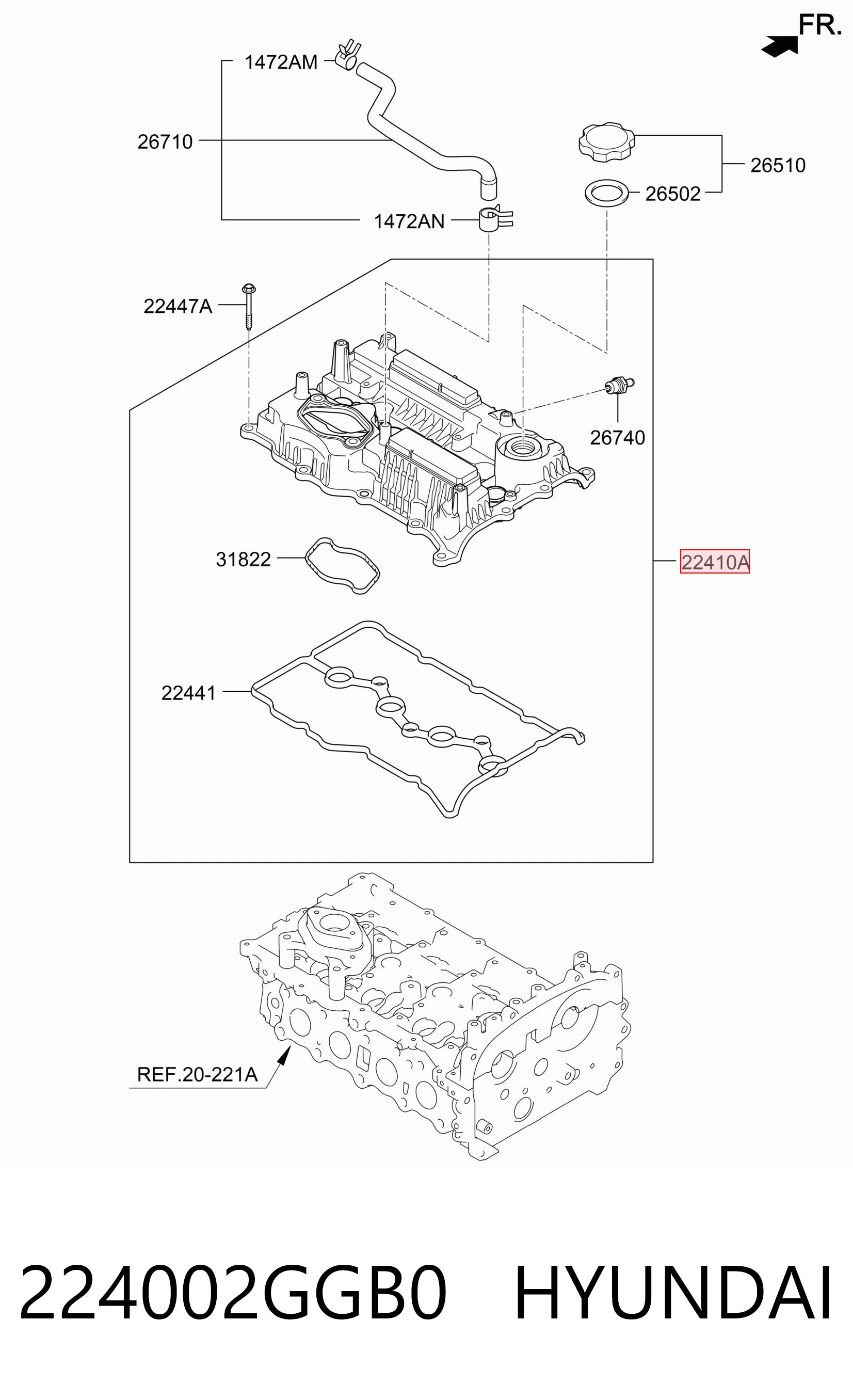 224002GGB0 Hyundai/Kia Кришка двигуна