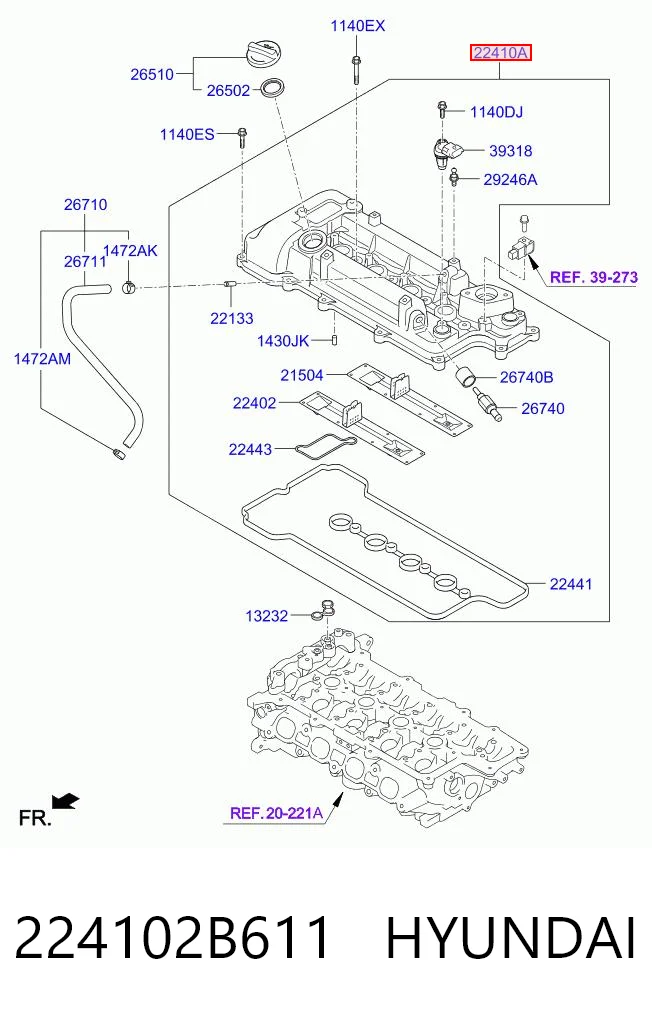 224102B611 Hyundai/Kia Кришка двигуна