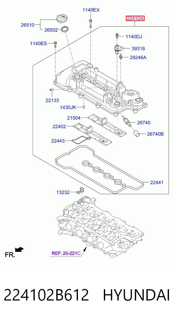 224102B612 Hyundai/Kia Кришка двигуна