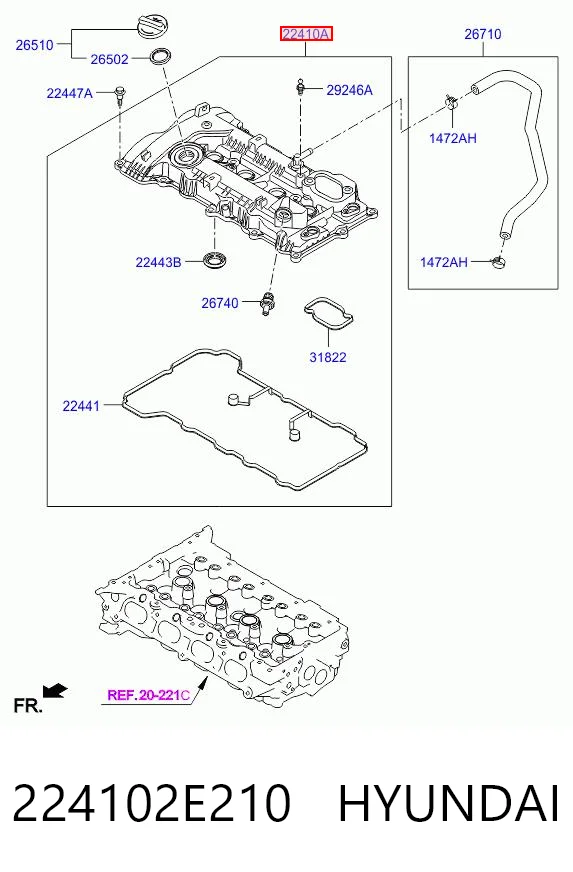 224102E210 Hyundai/Kia Кришка двигуна