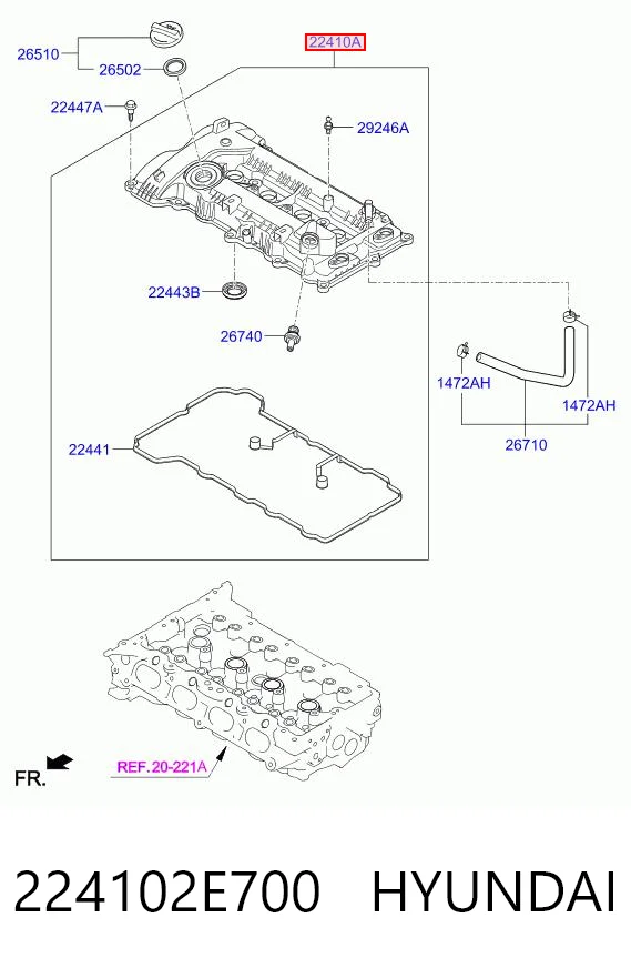 Кришка двигуна на Hyundai Ix35  LM