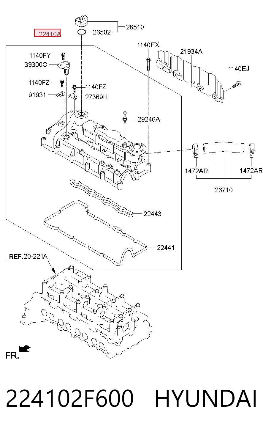 224102F600 Hyundai/Kia Кришка двигуна