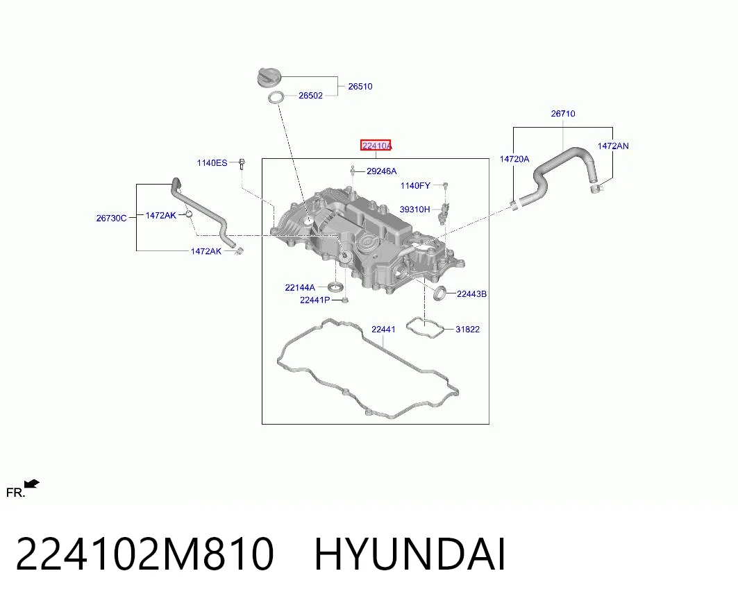 224102M810 Hyundai/Kia Кришка двигуна