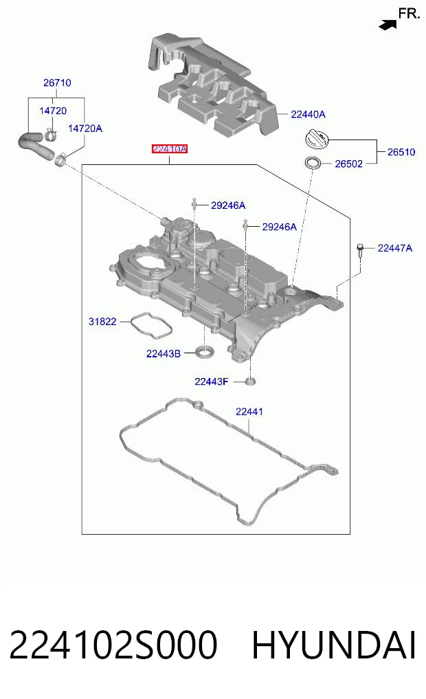 224102S000 Hyundai/Kia Кришка двигуна