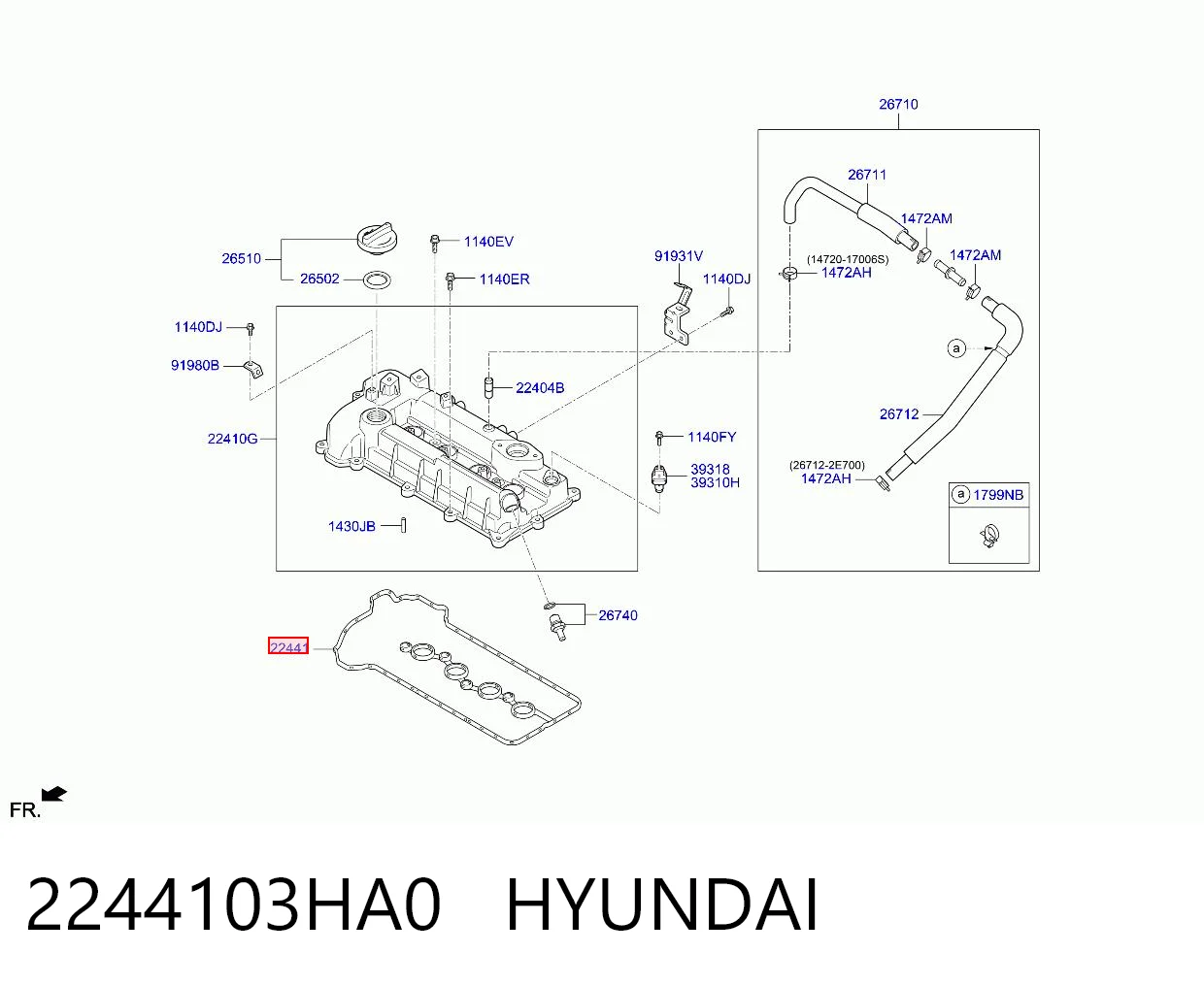 2244103HA0 Hyundai/Kia Прокладка кришки клапанної 