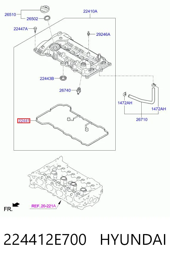 224412E700 Hyundai/Kia Прокладка кришки клапанної 
