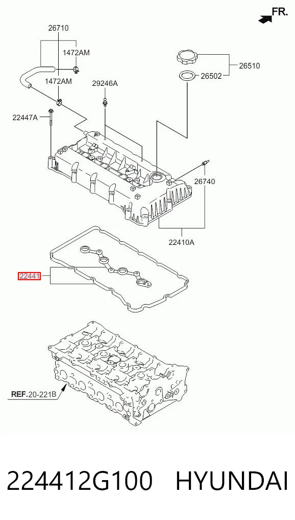 224412G100 Hyundai/Kia Прокладка кришки клапанної 