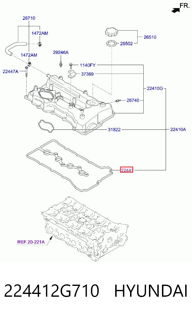 224412G710 Hyundai/Kia Прокладка кришки клапанної 