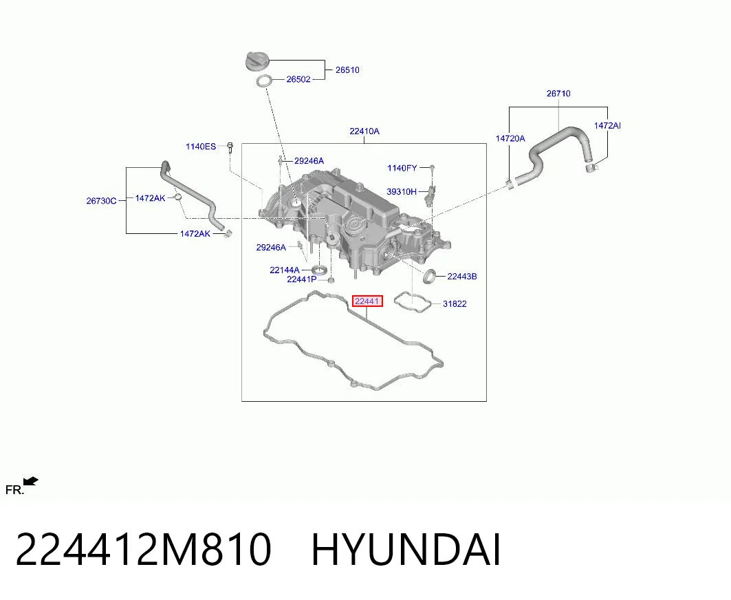 224412M810 Hyundai/Kia Прокладка кришки клапанної 