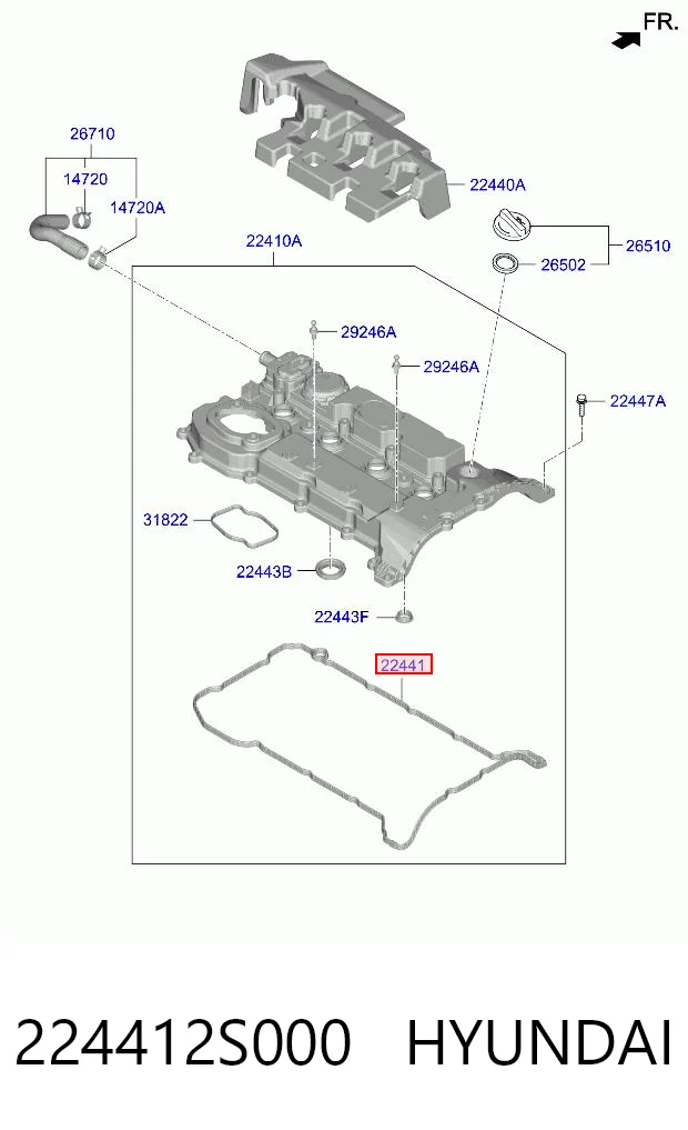 224412S000 Hyundai/Kia Прокладка кришки клапанної 