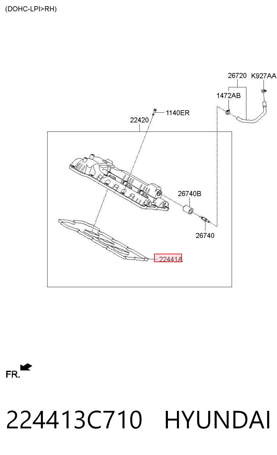 224413C710 Hyundai/Kia Прокладка клапанної кришки, права