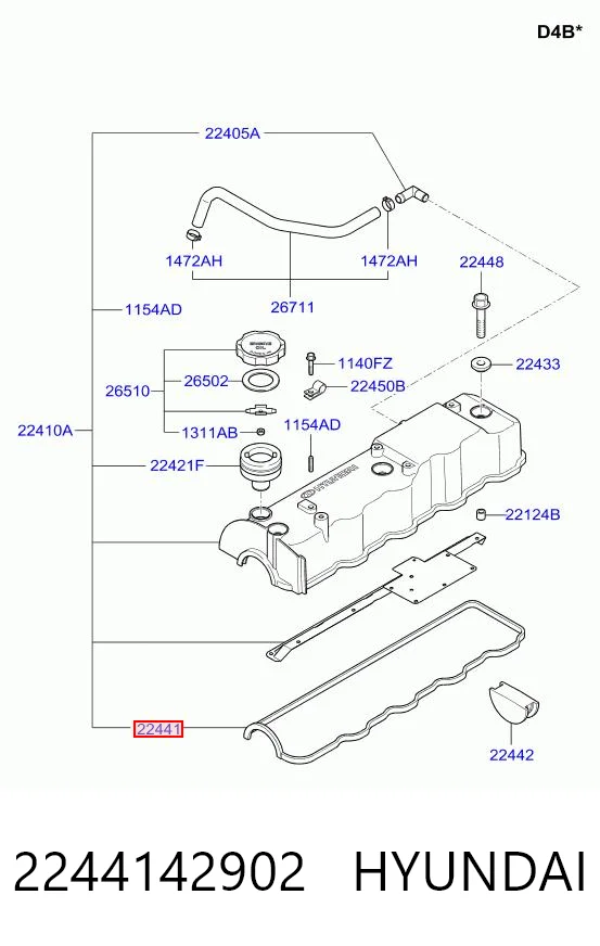 Прокладка клапанної кришки двигуна Hyundai Galloper позашляховик (JK) (1997 - 2003) ціна, від 8.15 USD