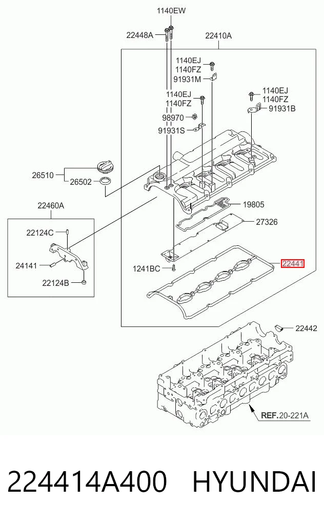  Прокладка клапанної кришки Hyundai H-1 STAREX 