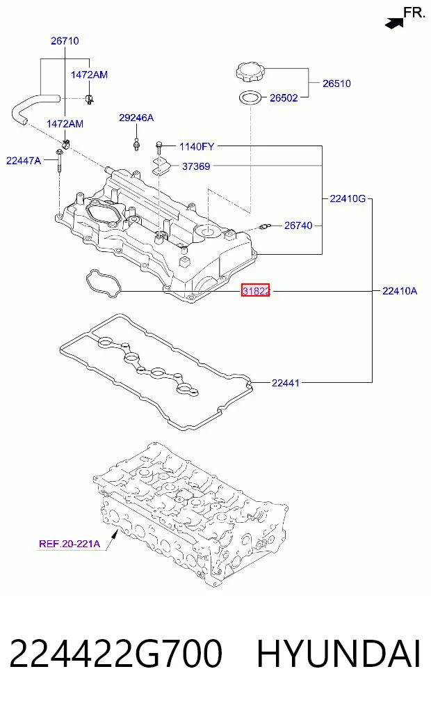 224422G700 Hyundai/Kia Прокладка паливного насосу на клапанній кришці
