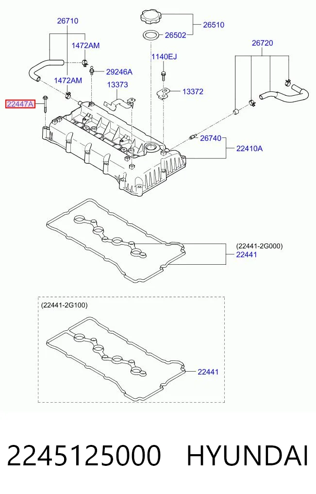 2245125000 Hyundai/Kia Болт клапанної кришки ГБЦ