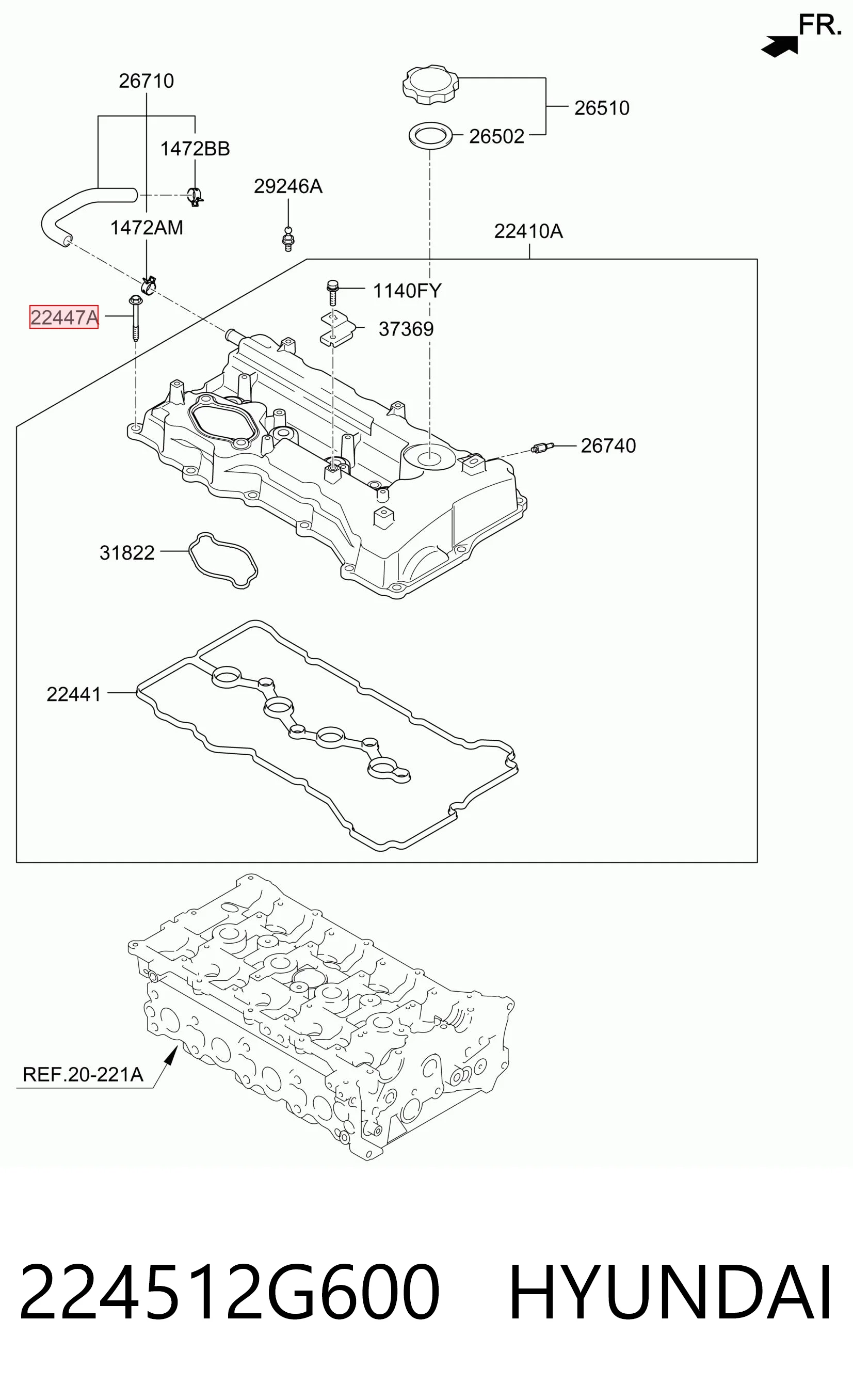 224512G600 Hyundai/Kia Болт клапанної кришки ГБЦ