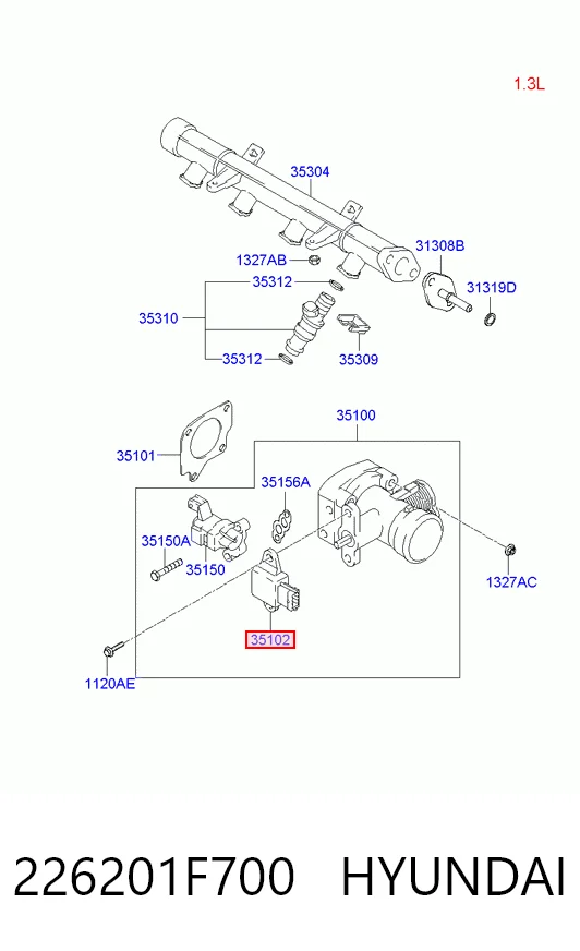 226201F700 Hyundai/Kia Датчик положення дросельної заслінки (потенціометр)