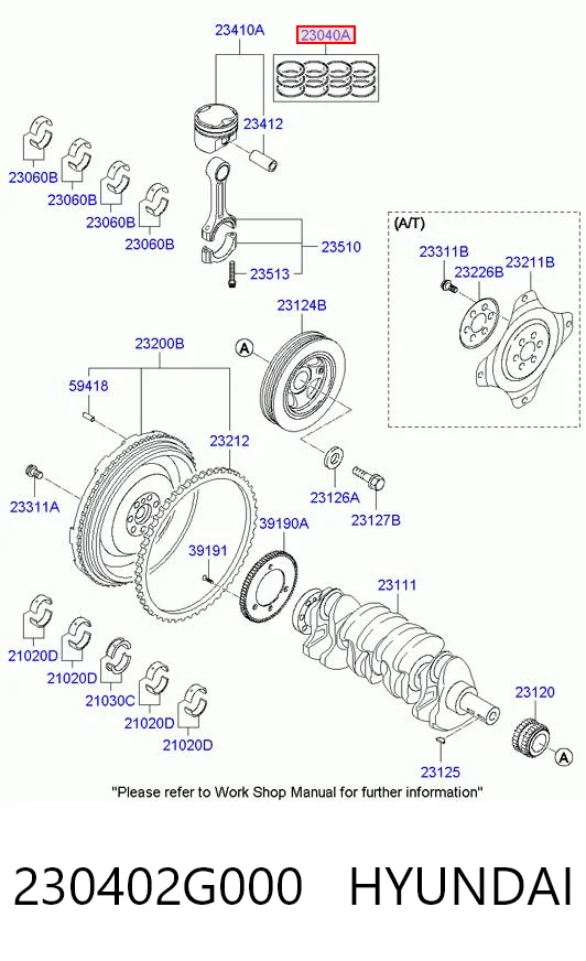 230402G000 Hyundai/Kia Кільця поршневі комплект на мотор, STD.