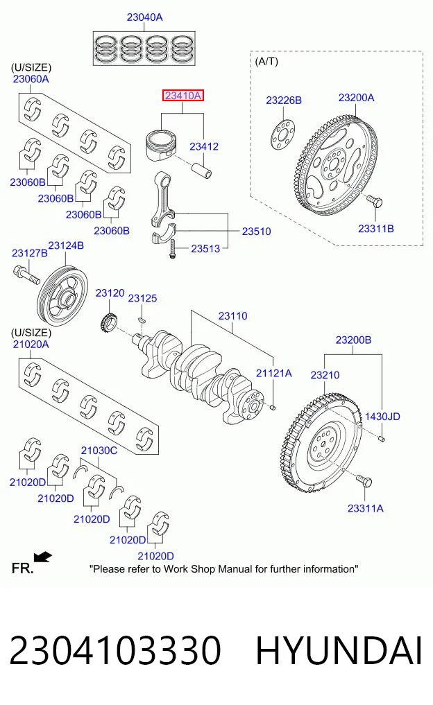 2304103330 Hyundai/Kia Поршень без кілець