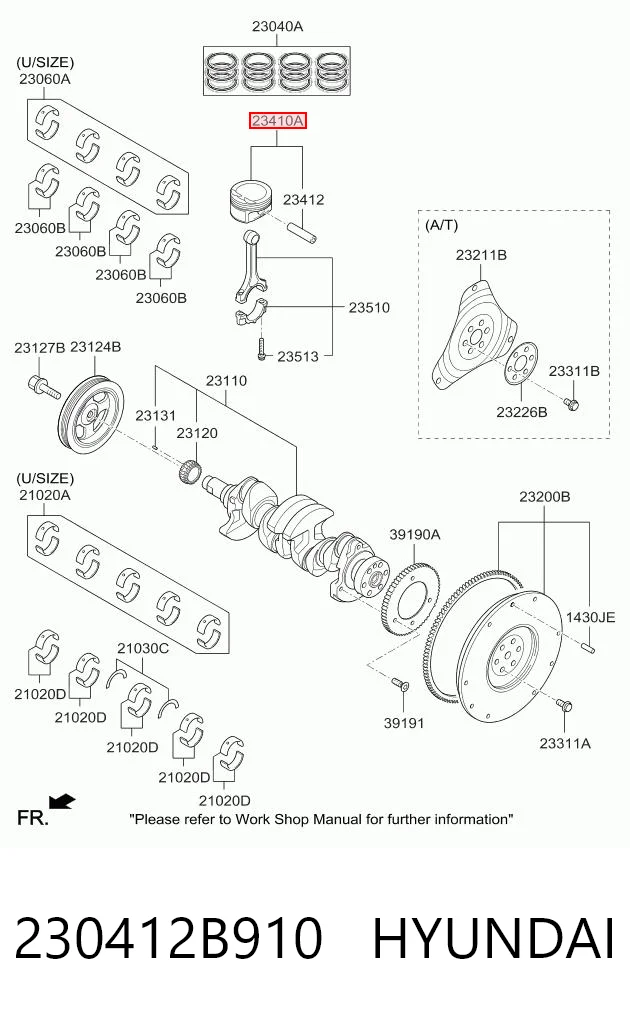 230412B910 Hyundai/Kia Поршень двигуна без кілець