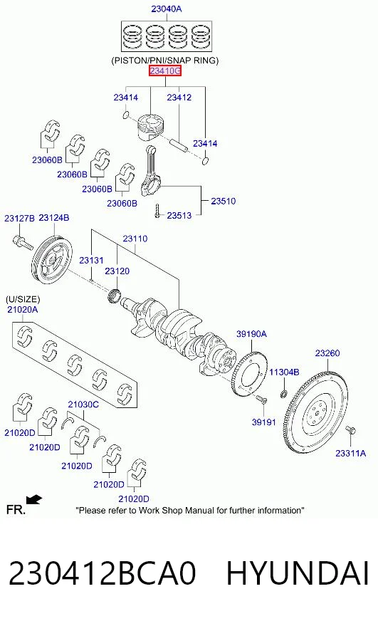 230412BCA0 Hyundai/Kia Поршень без кілець
