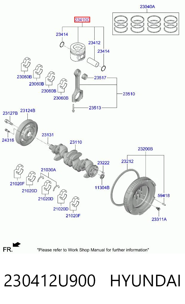 230412U900 Hyundai/Kia Поршень двигуна без кілець