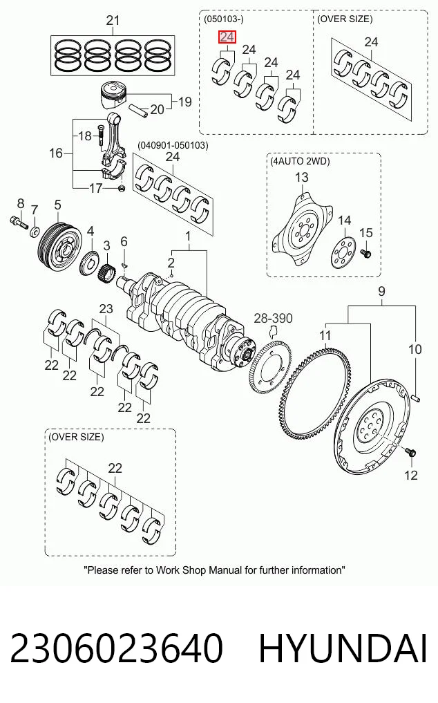 2306023640 Hyundai/Kia Підшипник шатуна