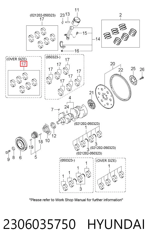 2306035750 Hyundai/Kia Підшипник шатуна