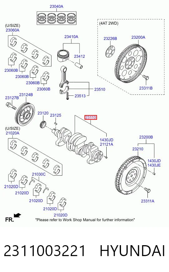 2311003221 Hyundai/Kia Колінвал двигуна
