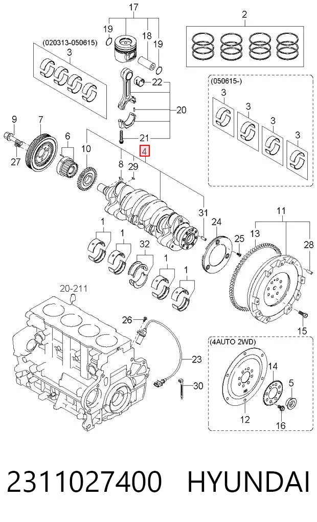 Колінчастий вал KIA Sportage II