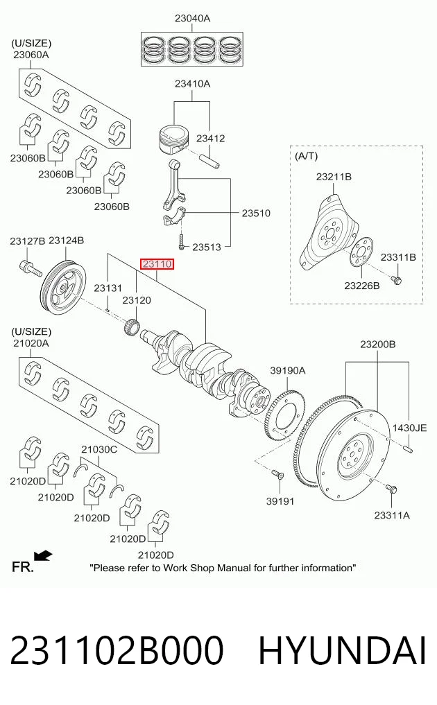 Вал колінчастий і маховик KIA Cerato III седан (YD) (2012 - 2019) ціна, від 290.87 USD