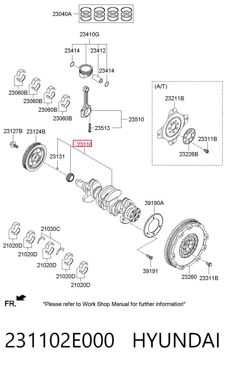 231102E000 Hyundai/Kia Колінвал двигуна
