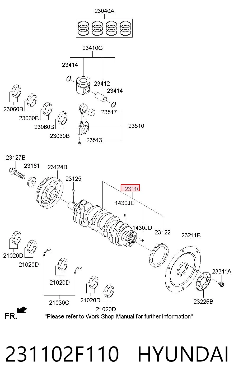 231102F110 Hyundai/Kia Колінвал двигуна