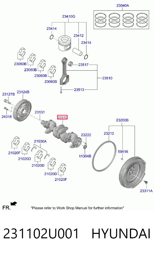 231102U001 Hyundai/Kia Колінвал двигуна