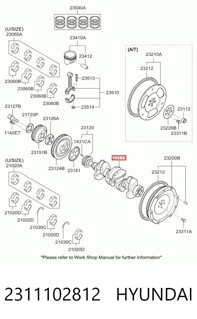 Колінвал двигуна на Hyundai I10  PA