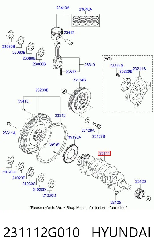 Колінвал двигуна на Hyundai Tucson II TM