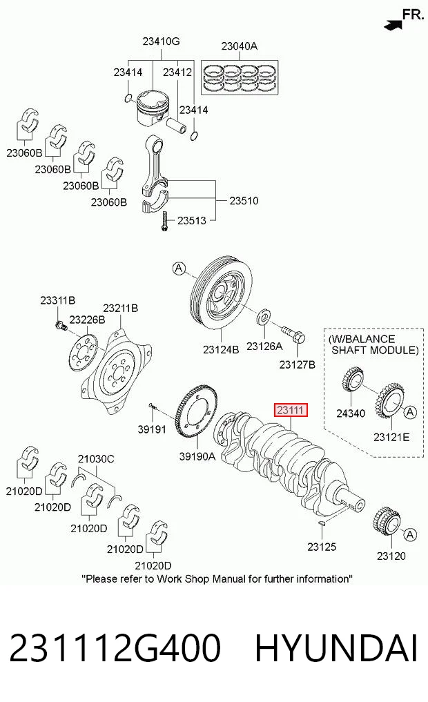 231112G400 Hyundai/Kia Колінвал двигуна