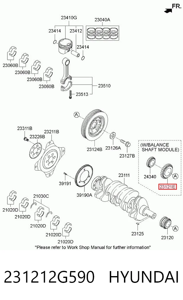 231212G590 Hyundai/Kia Зірочка приводу коленвала двигуна