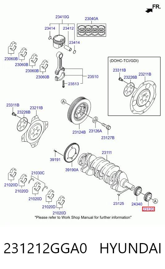 231212GGA0 Hyundai/Kia Зірка-шестерня приводу коленвалу двигуна