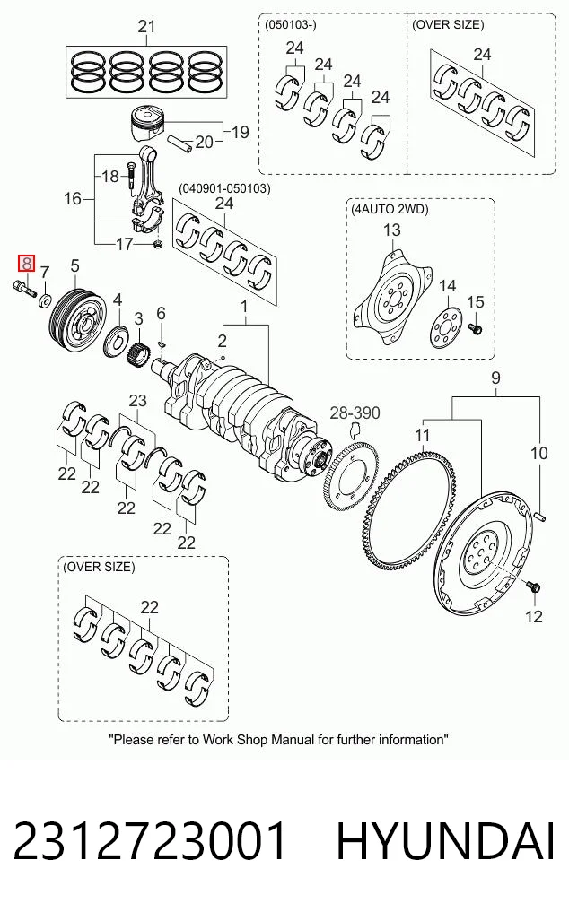 2312723001 Hyundai/Kia Болт коленвала