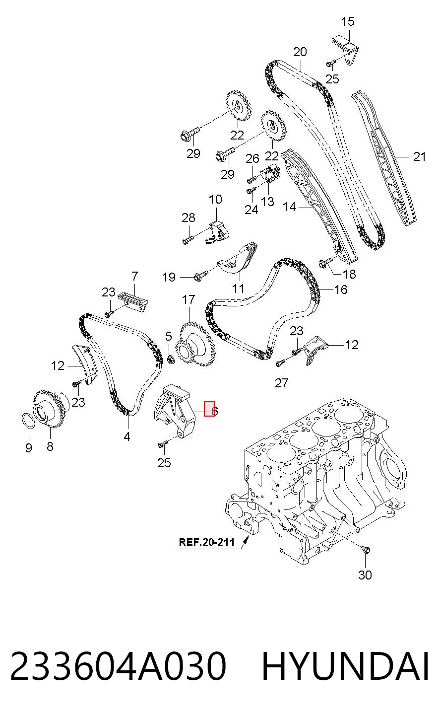 233604A030 Hyundai/Kia Натягувач ланцюга насосу масляного
