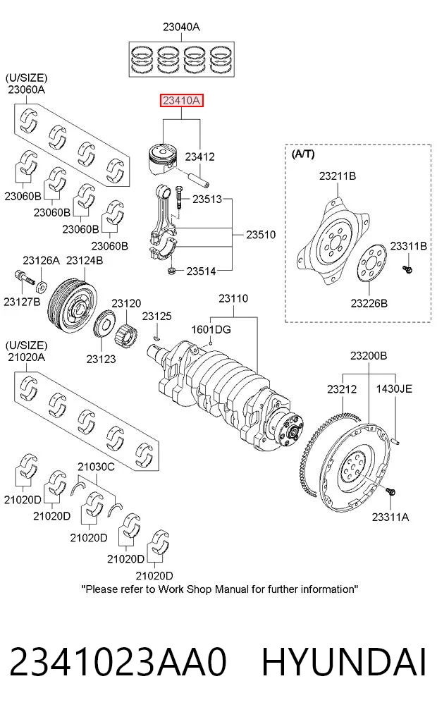 2341023300 Market (OEM) Поршень двигуна без кілець